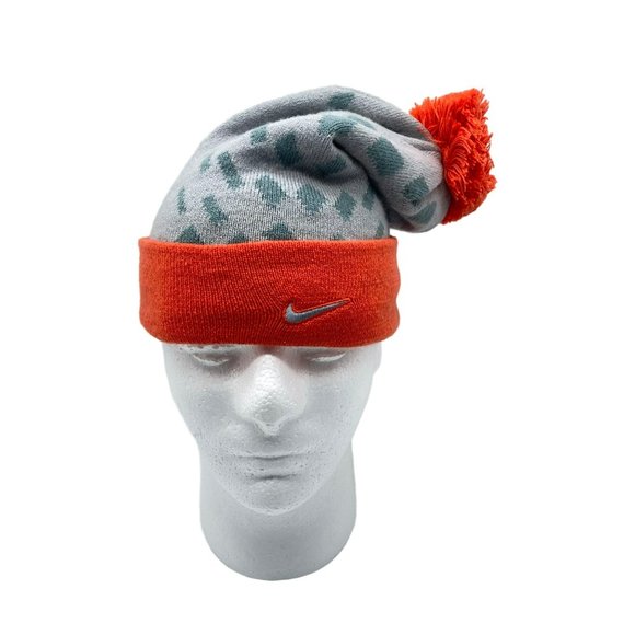 Nike Other - Nike Elite One Size Orange Gray Beanie Snow Cap Hat Pom Pom Winter Unisex Swoosh